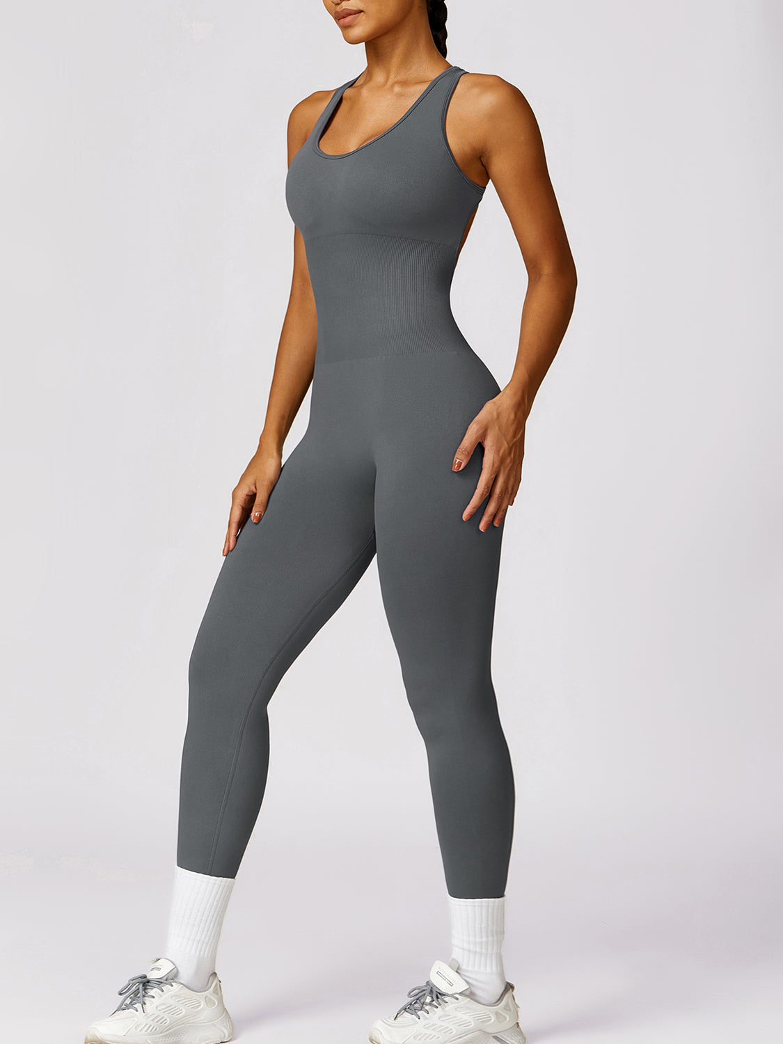 Sleeveless Cutout Racerback Active Jumpsuit