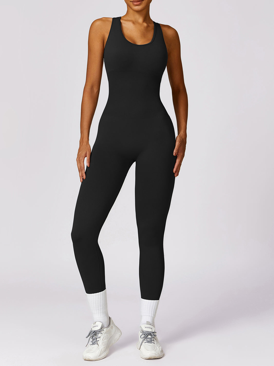 Sleeveless Cutout Racerback Active Jumpsuit