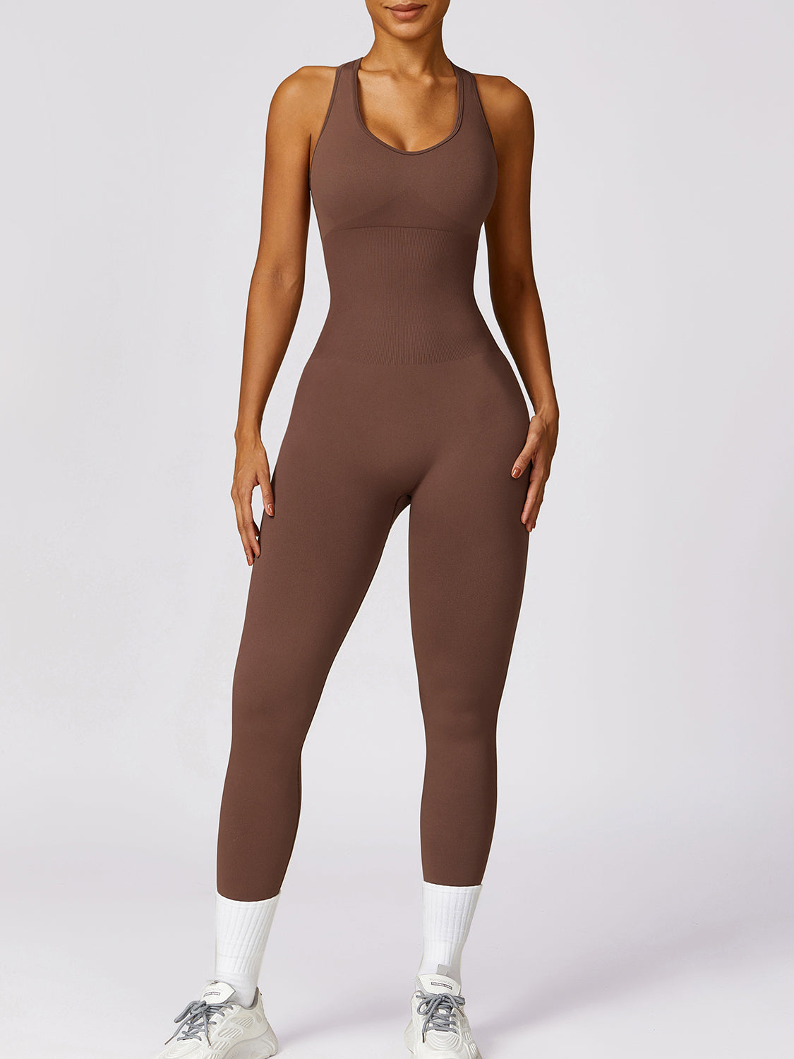 Sleeveless Cutout Racerback Active Jumpsuit