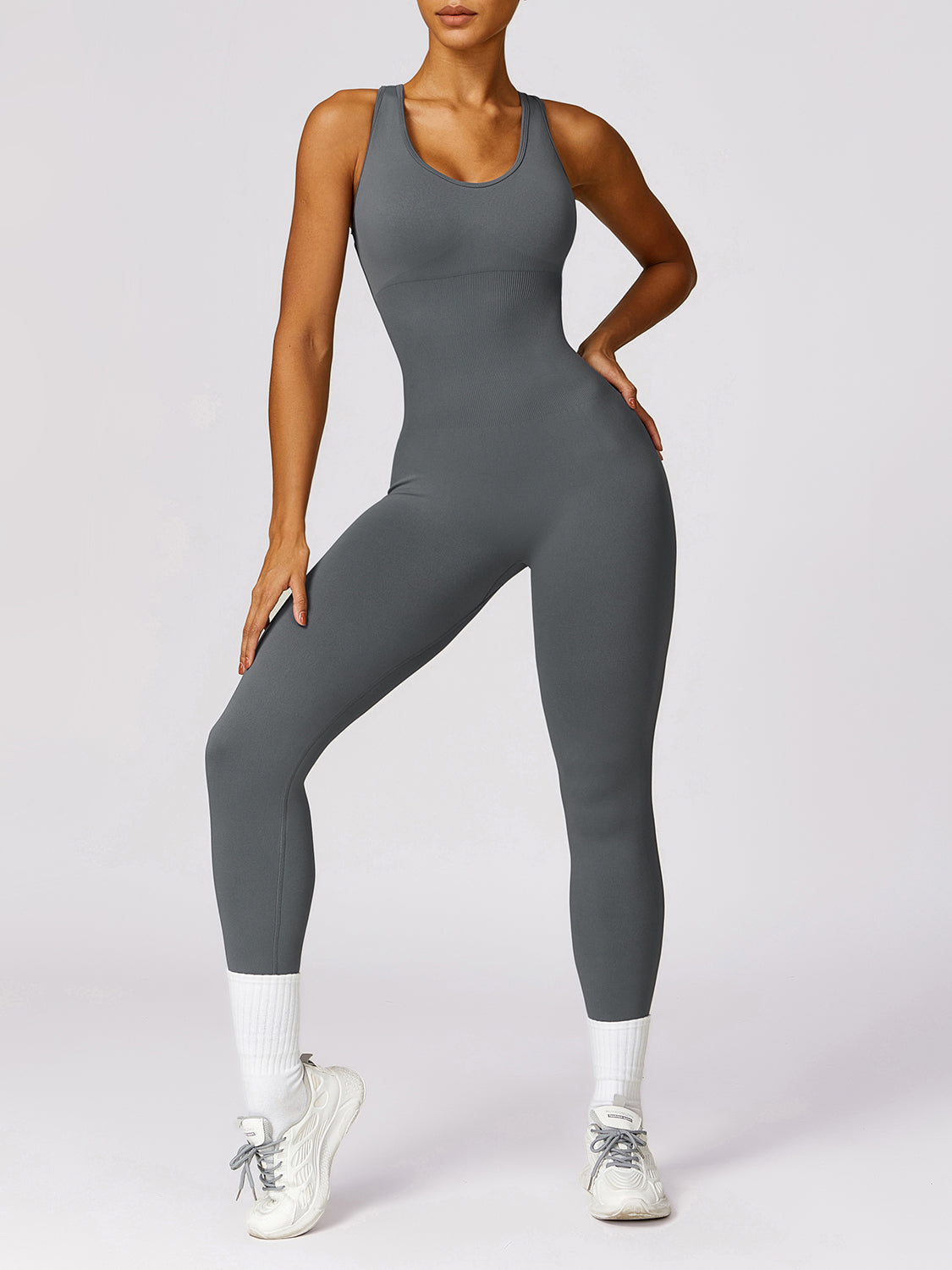 Sleeveless Cutout Racerback Active Jumpsuit