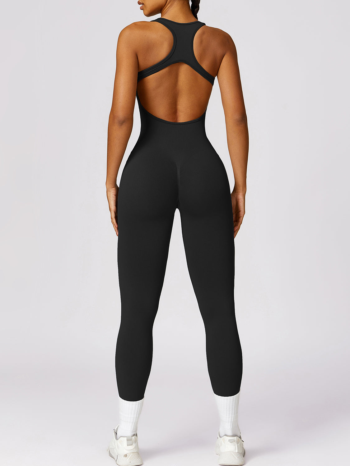 Sleeveless Cutout Racerback Active Jumpsuit