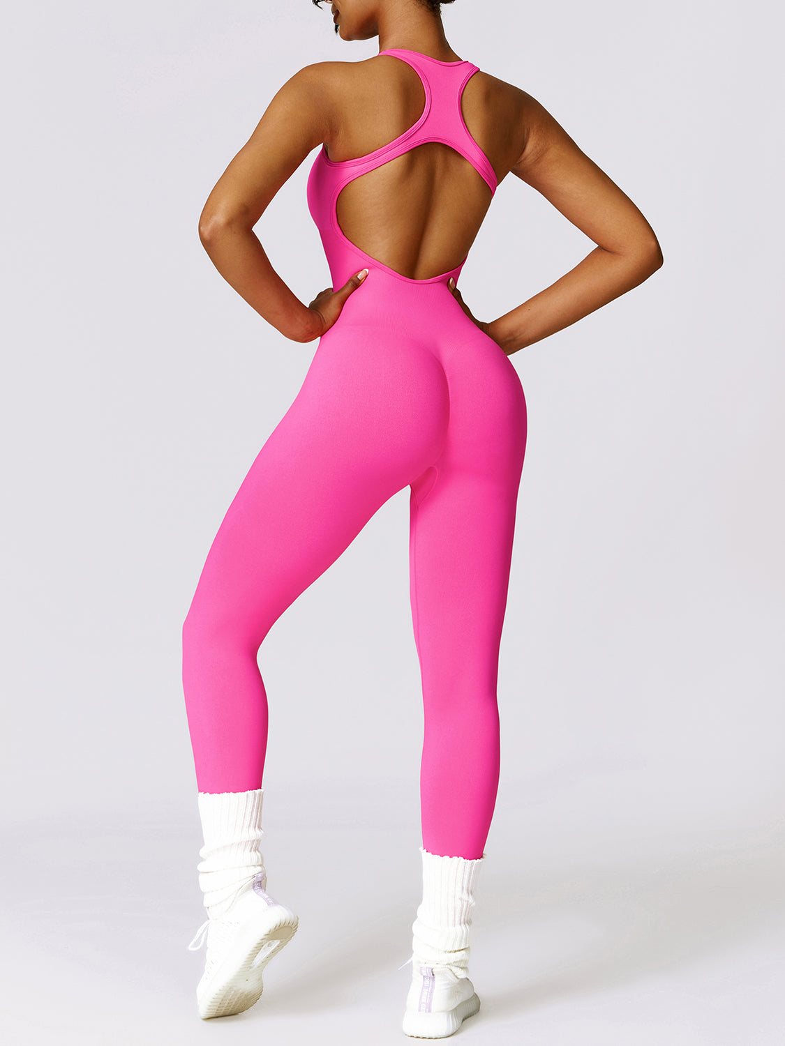 Sleeveless Cutout Racerback Active Jumpsuit