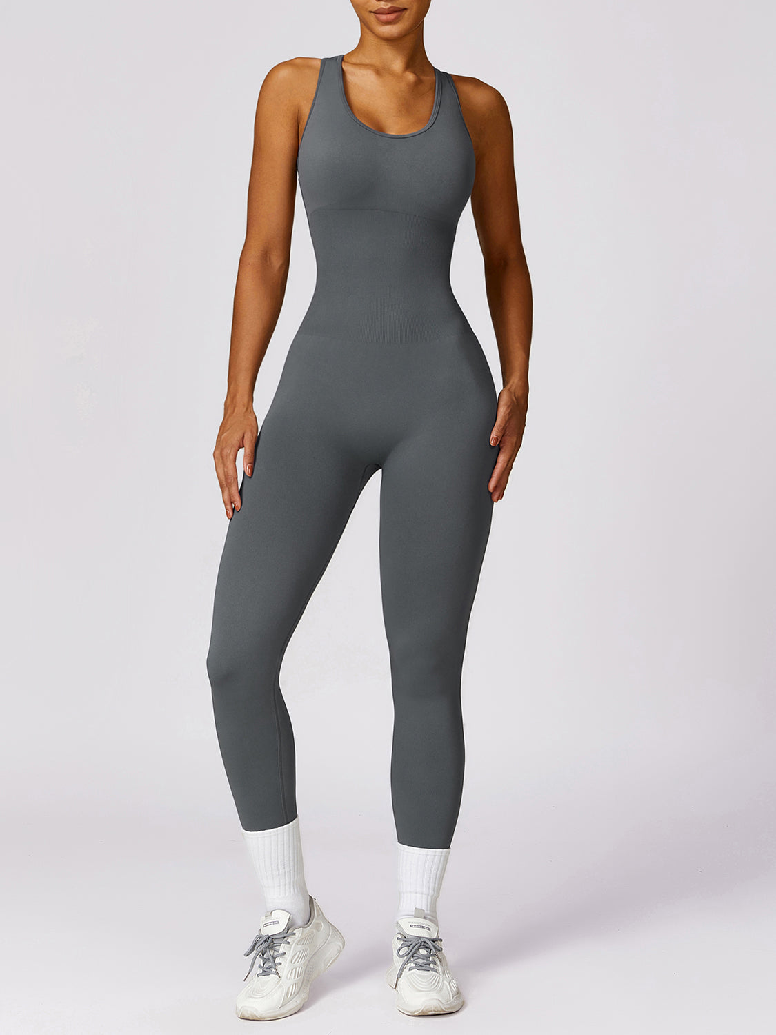 Sleeveless Cutout Racerback Active Jumpsuit