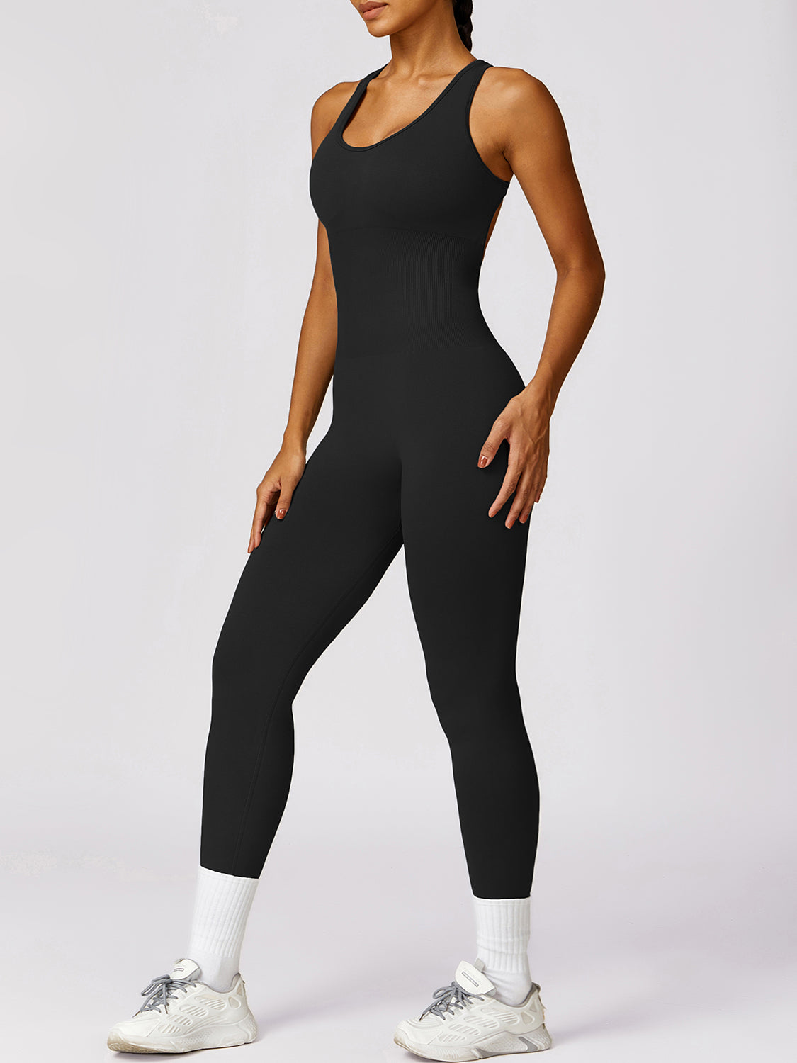 Sleeveless Cutout Racerback Active Jumpsuit