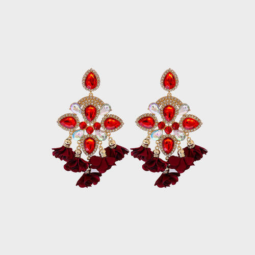 Flower Shape Rhinestone Dangle Earrings