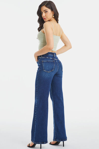 High Waist Cat's Whisker Wide Leg Jeans