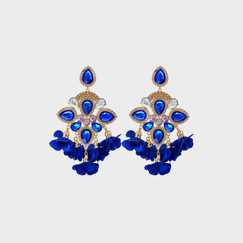 Flower Shape Rhinestone Dangle Earrings