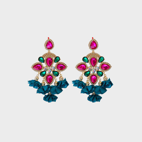 Flower Shape Rhinestone Dangle Earrings