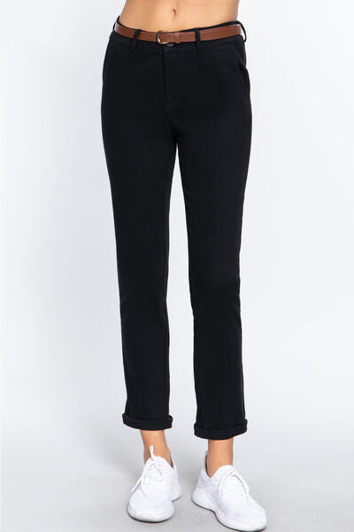 Cotton-Span Twill Straight Pants