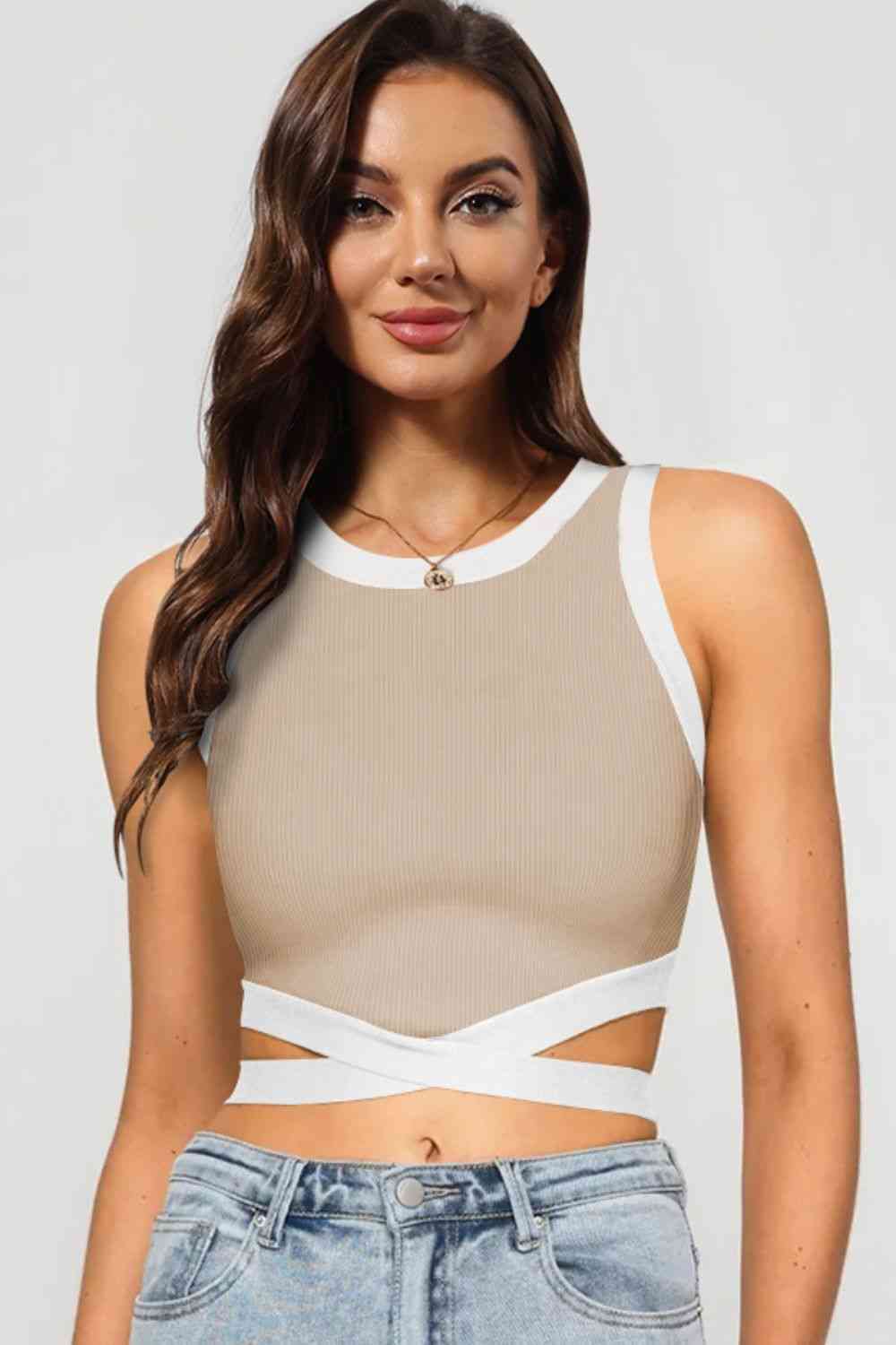 Contrast Tie Back Tank