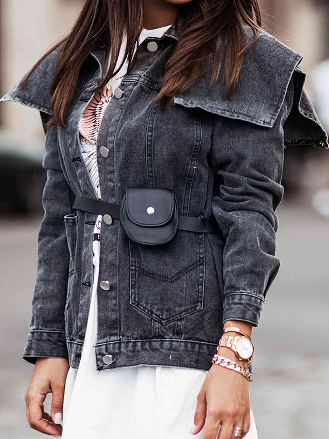 Collared Neck Denim Jacket