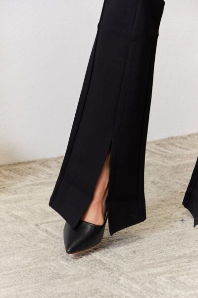 Waistband Slit Flare Pants