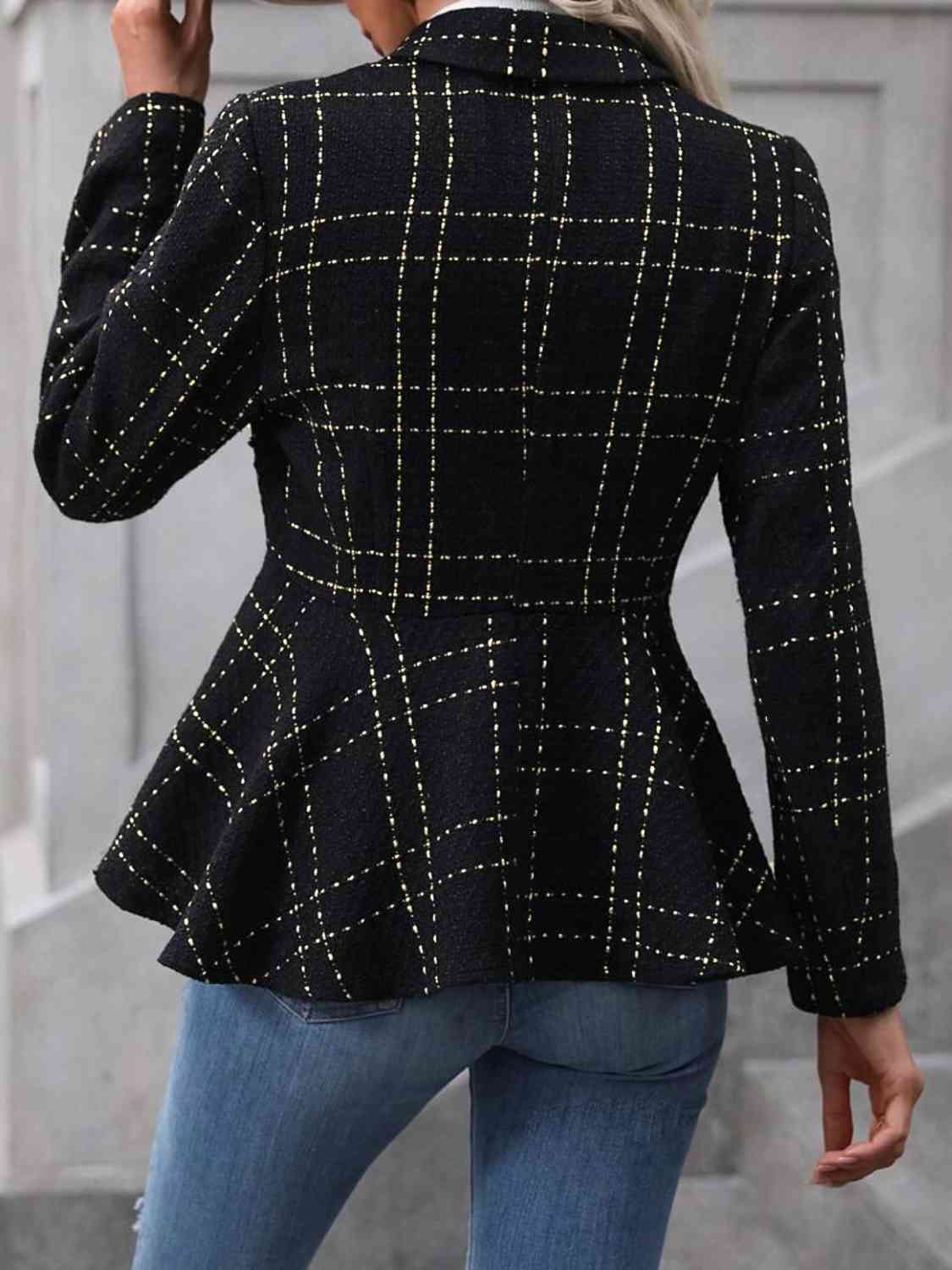 Peplum Hem Collared Blazer