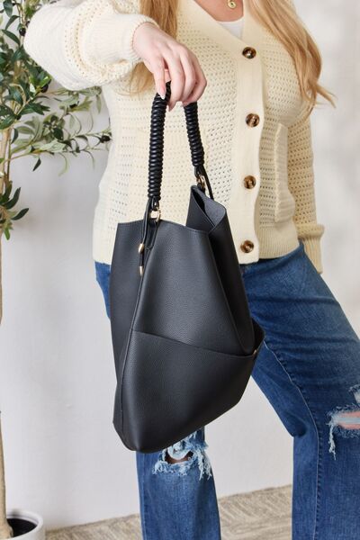 Vegan Leather Handbag with Pouch