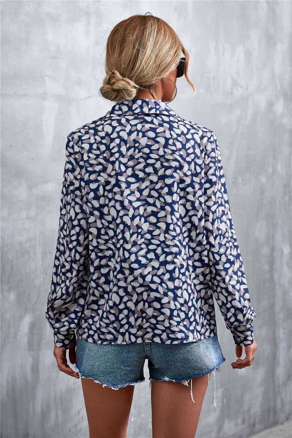 Printed Button Down Long Sleeve Shirt