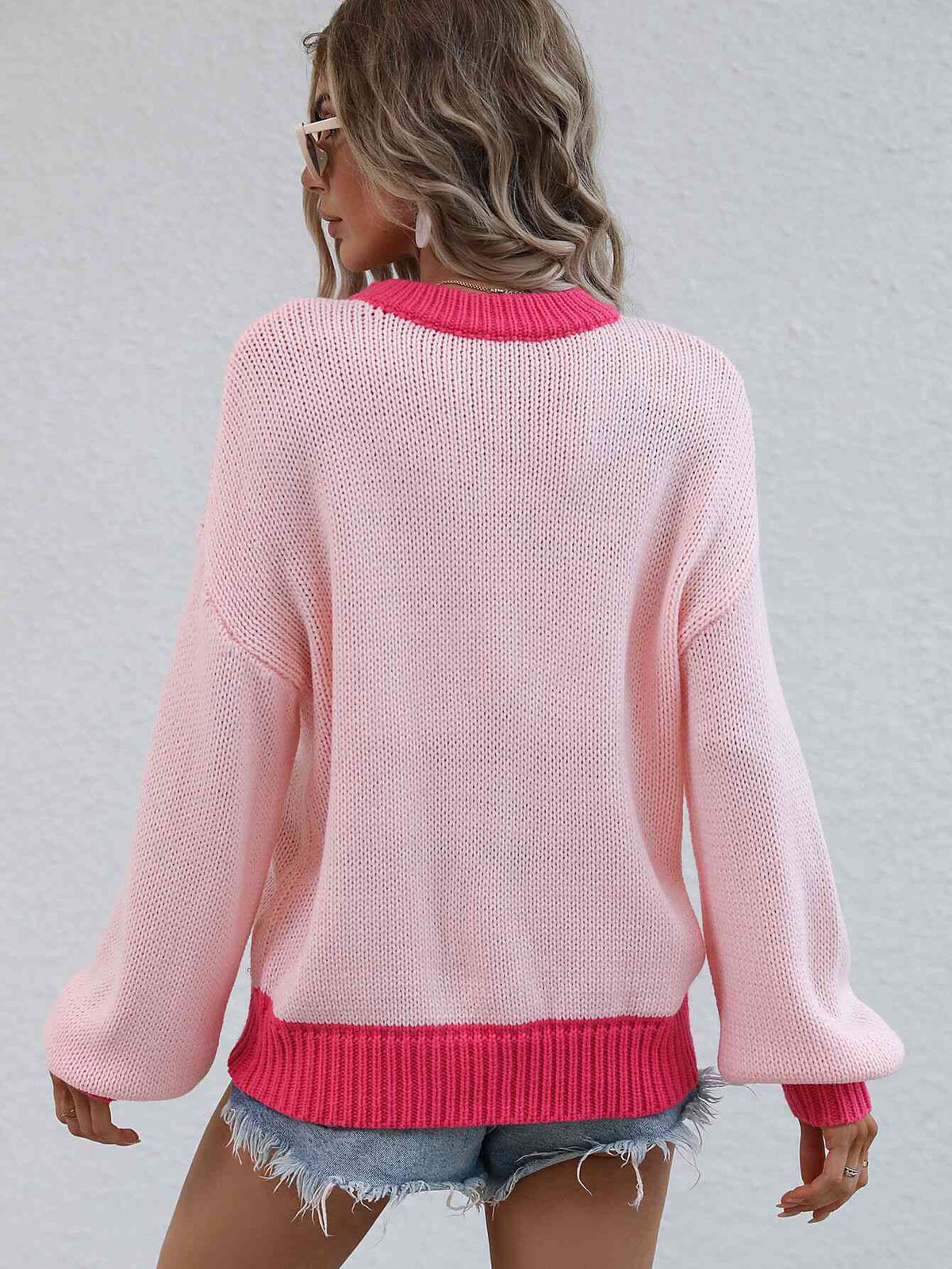 Contrast Trim Pullover Sweater