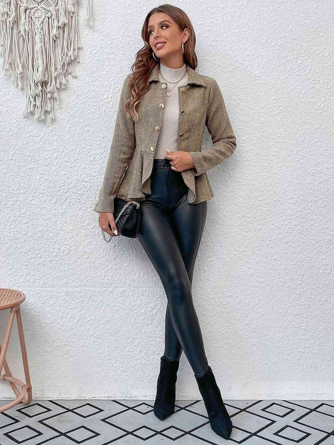 Peplum Hem Collared Blazer