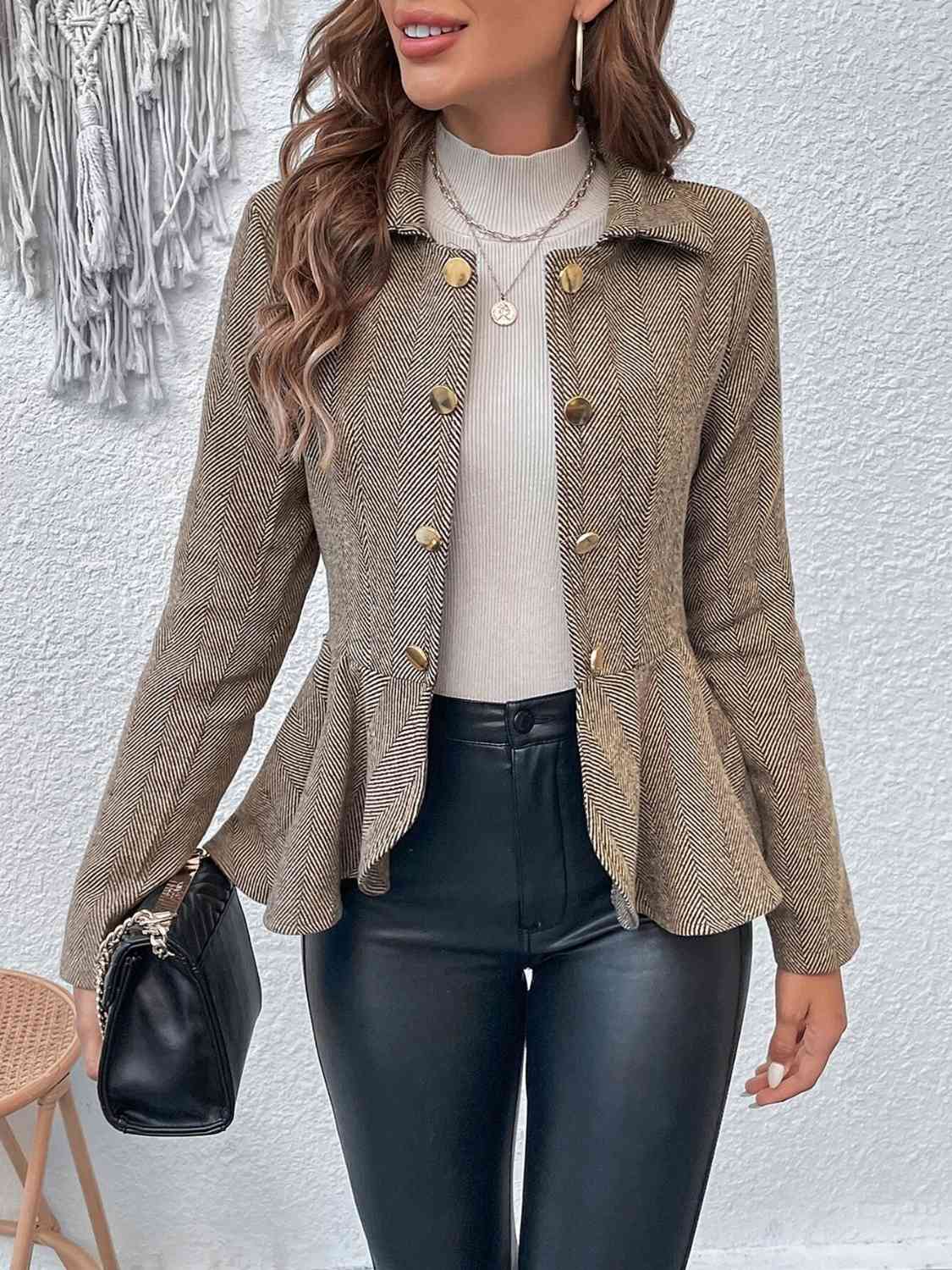 Peplum Hem Collared Blazer