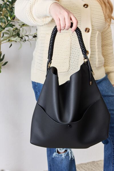 Vegan Leather Handbag with Pouch