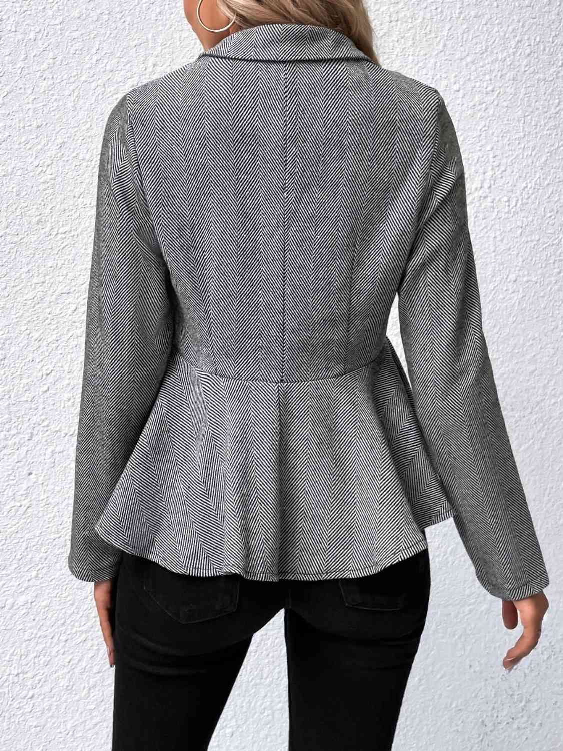 Peplum Hem Collared Blazer