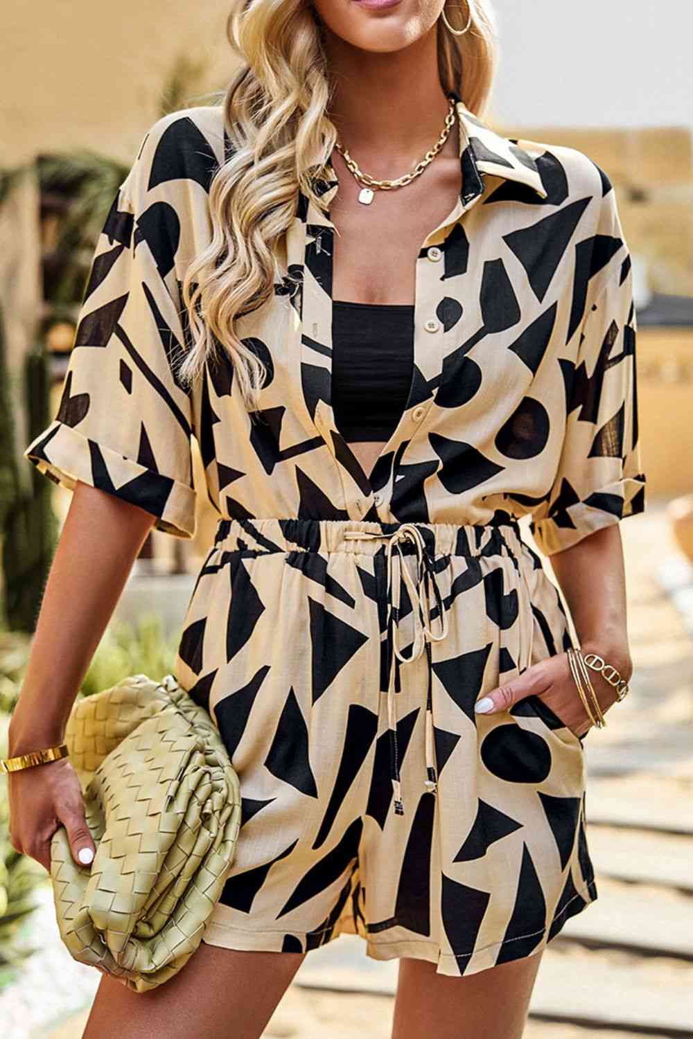 Printed Shirt and Shorts Set