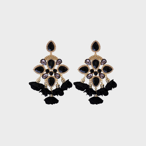 Flower Shape Rhinestone Dangle Earrings