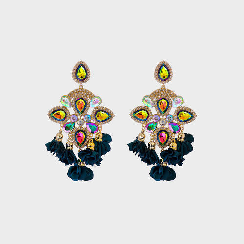 Flower Shape Rhinestone Dangle Earrings