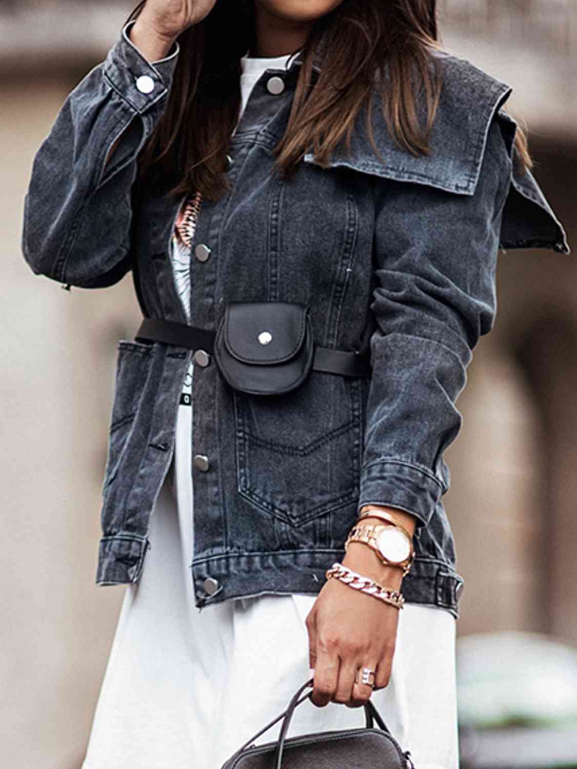 Collared Neck Denim Jacket