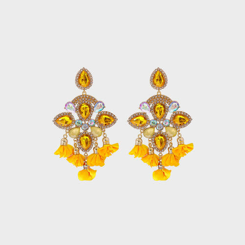 Flower Shape Rhinestone Dangle Earrings