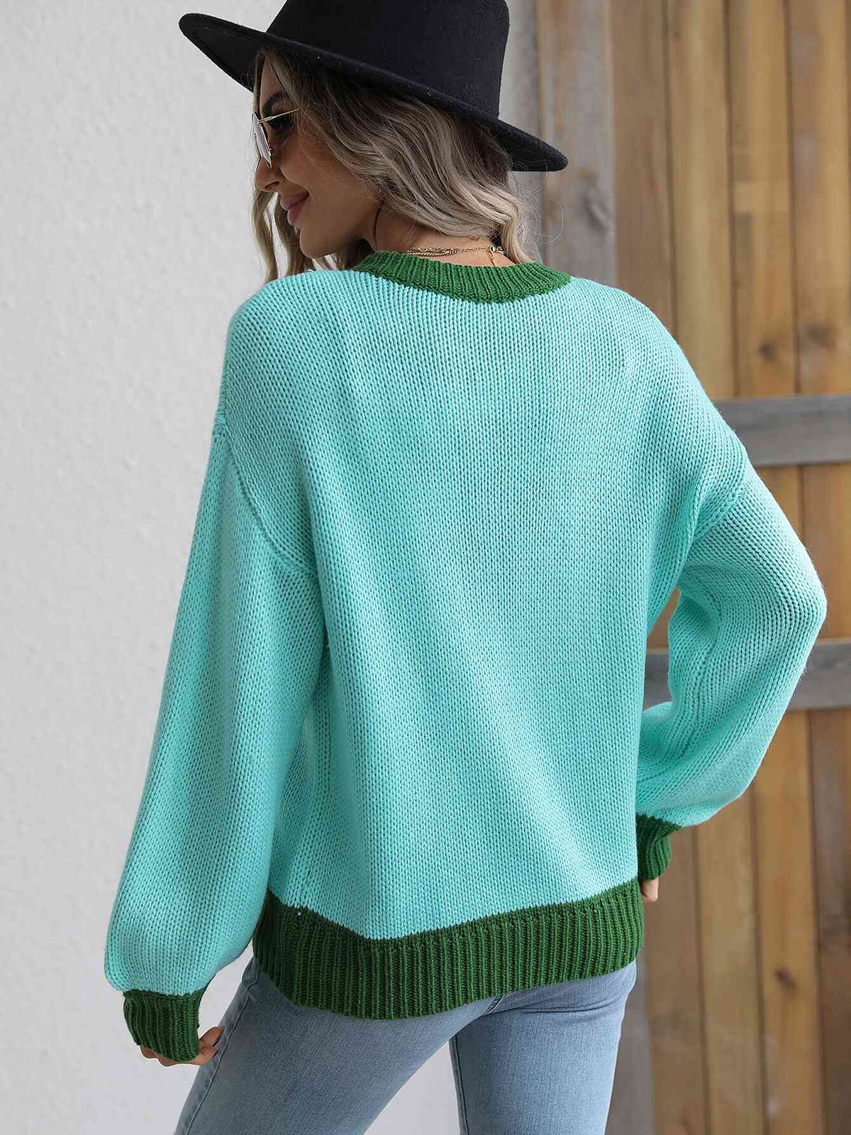 Contrast Trim Pullover Sweater