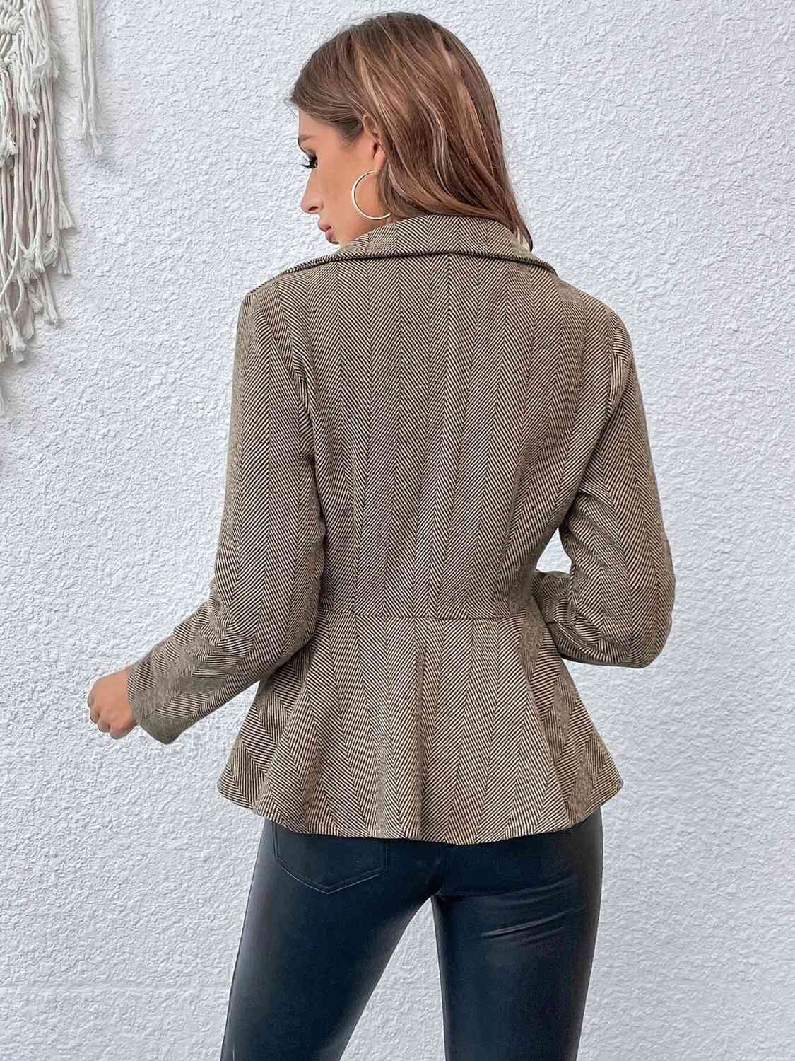 Peplum Hem Collared Blazer