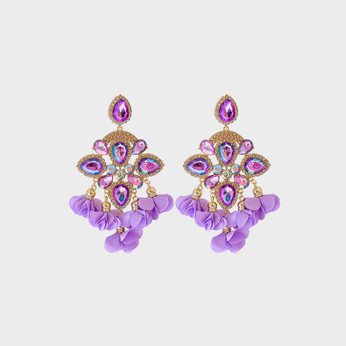 Flower Shape Rhinestone Dangle Earrings