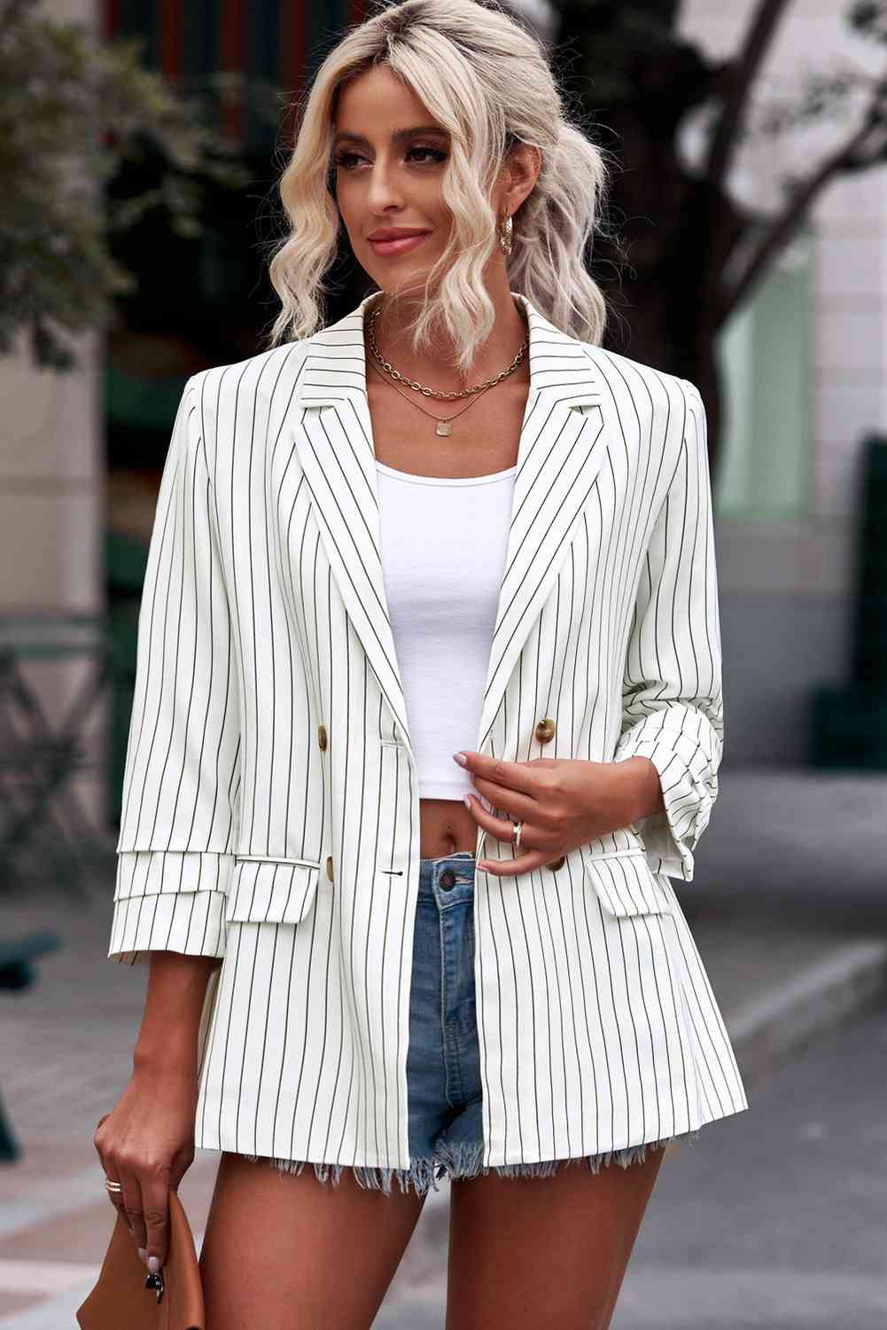 Striped Double-Breasted Blazer