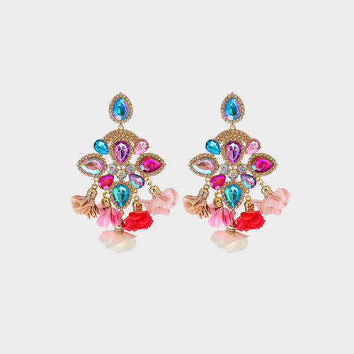 Flower Shape Rhinestone Dangle Earrings