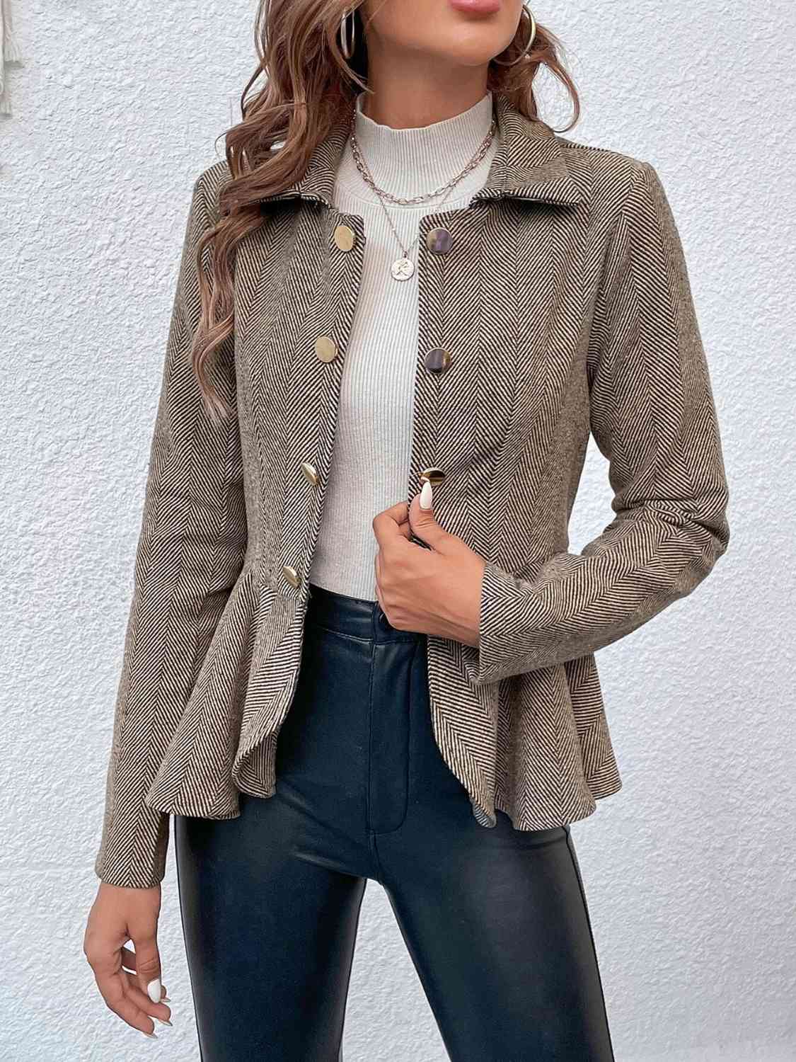 Peplum Hem Collared Blazer