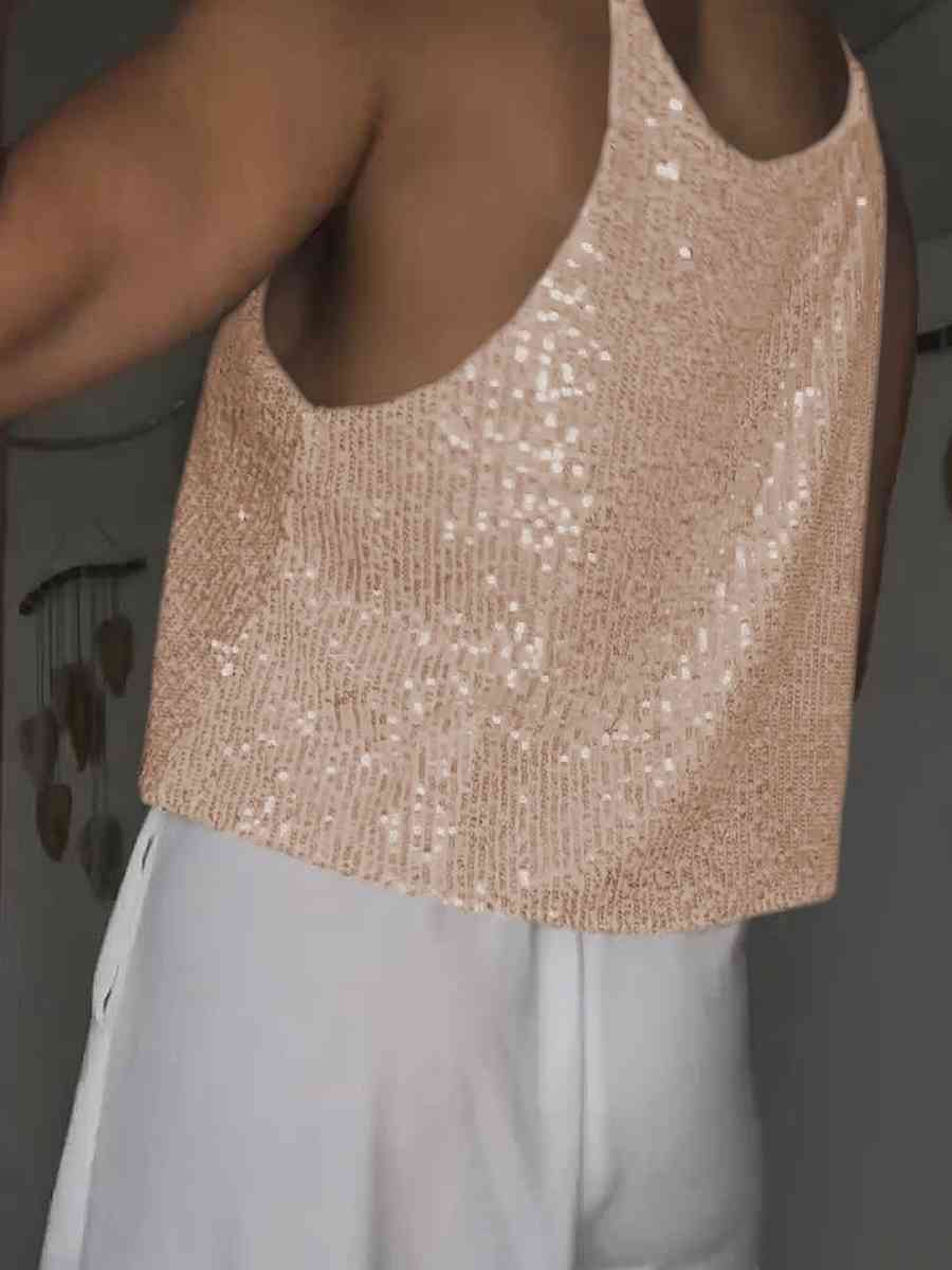 Sequin Deep V Tank