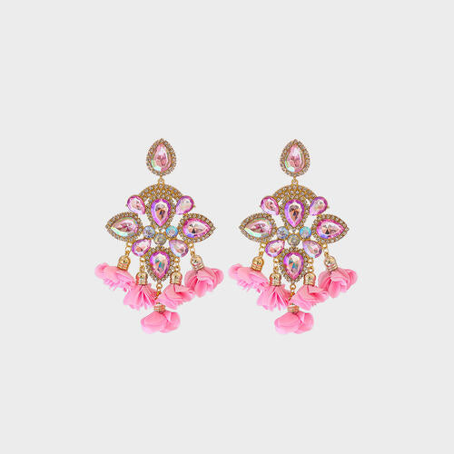 Flower Shape Rhinestone Dangle Earrings