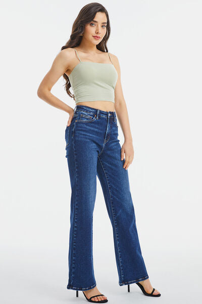 High Waist Cat's Whisker Wide Leg Jeans