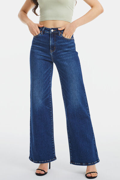 High Waist Cat's Whisker Wide Leg Jeans