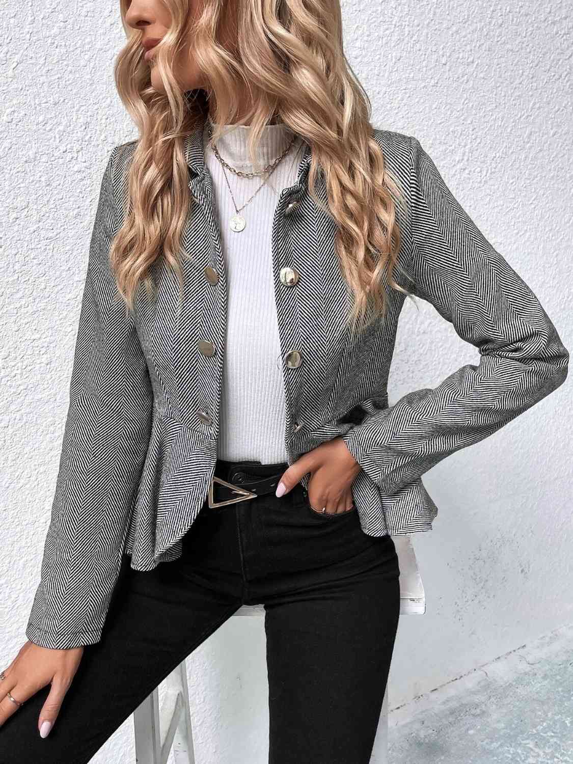 Peplum Hem Collared Blazer