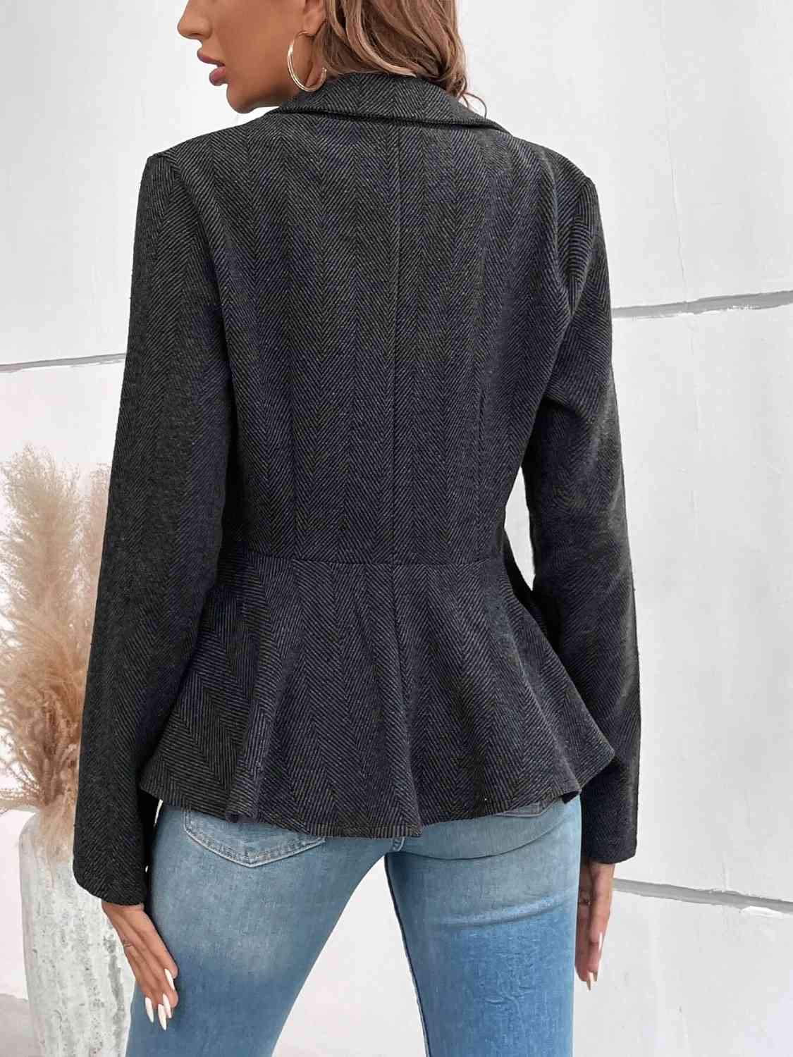 Peplum Hem Collared Blazer