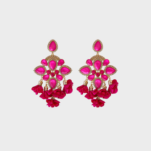 Flower Shape Rhinestone Dangle Earrings