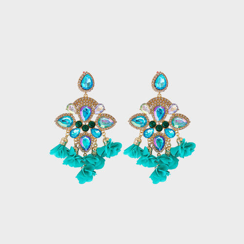 Flower Shape Rhinestone Dangle Earrings