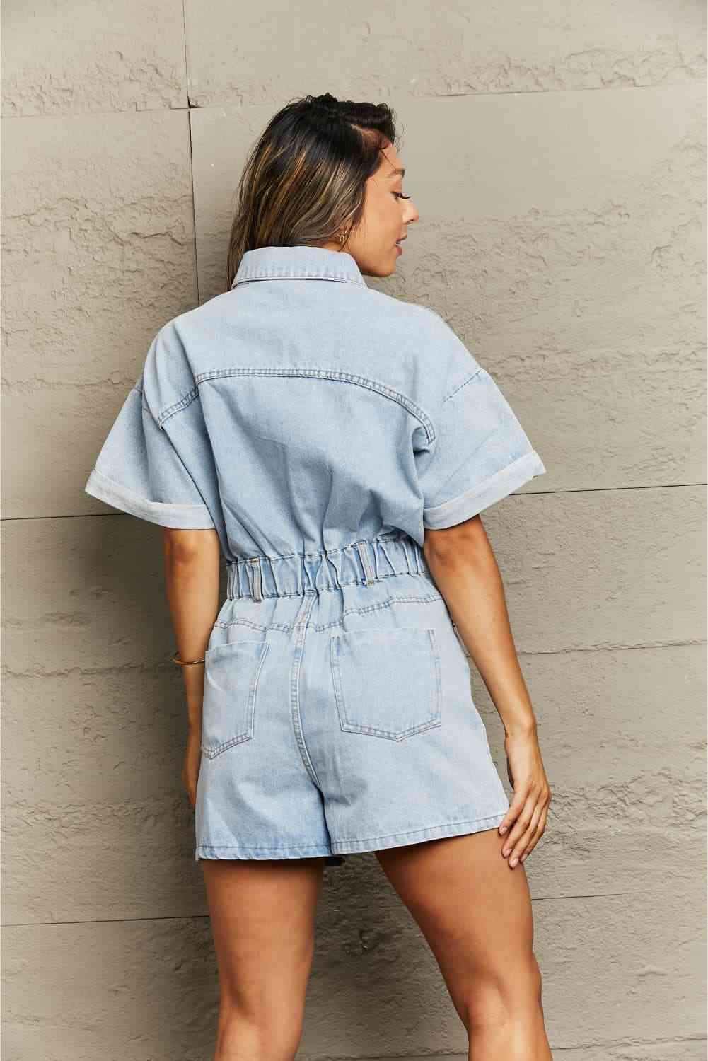 Denim Romper with Pockets