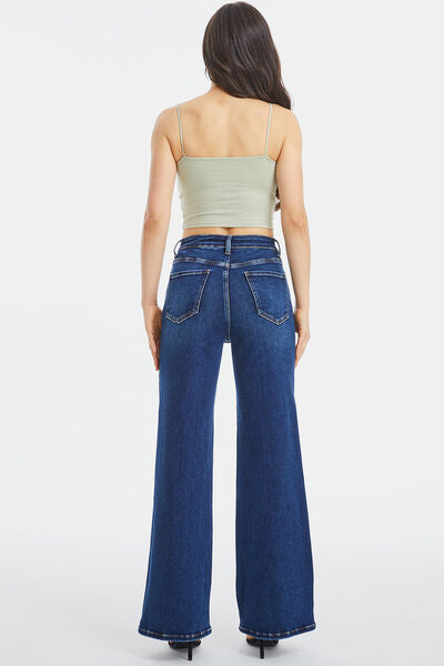 High Waist Cat's Whisker Wide Leg Jeans