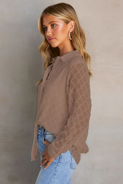 Opaque Button Up Long Sleeve Shirt