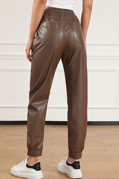 Drawstring Leather Pants