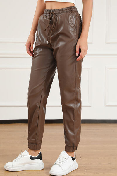 Drawstring Leather Pants