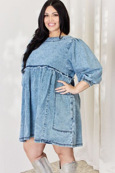 Oversized Denim Babydoll Dress