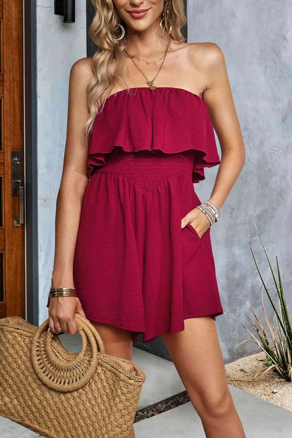 Layered Strapless Romper